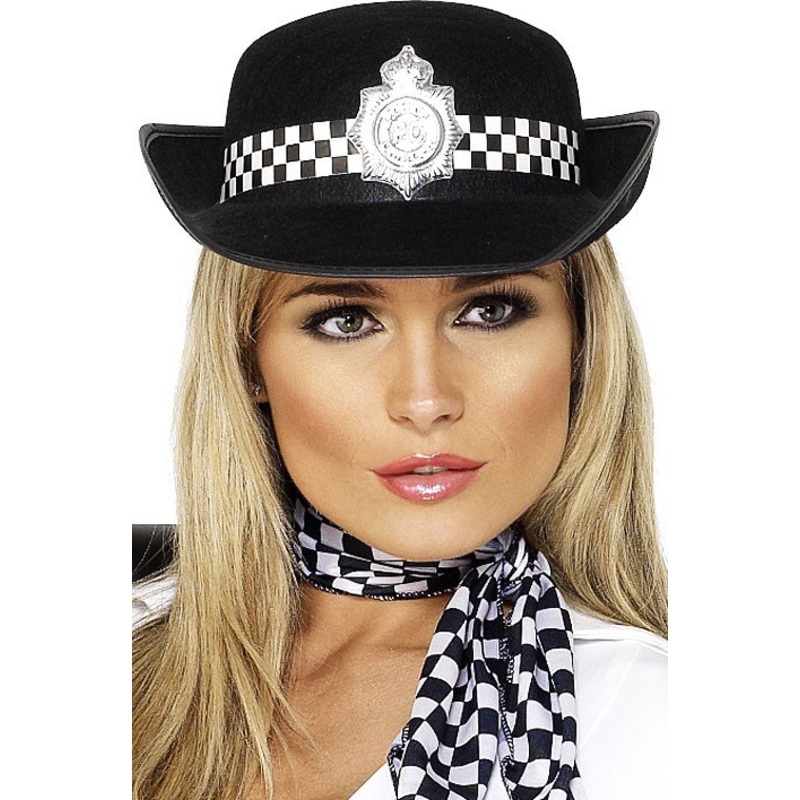 English policewomen hat black and white