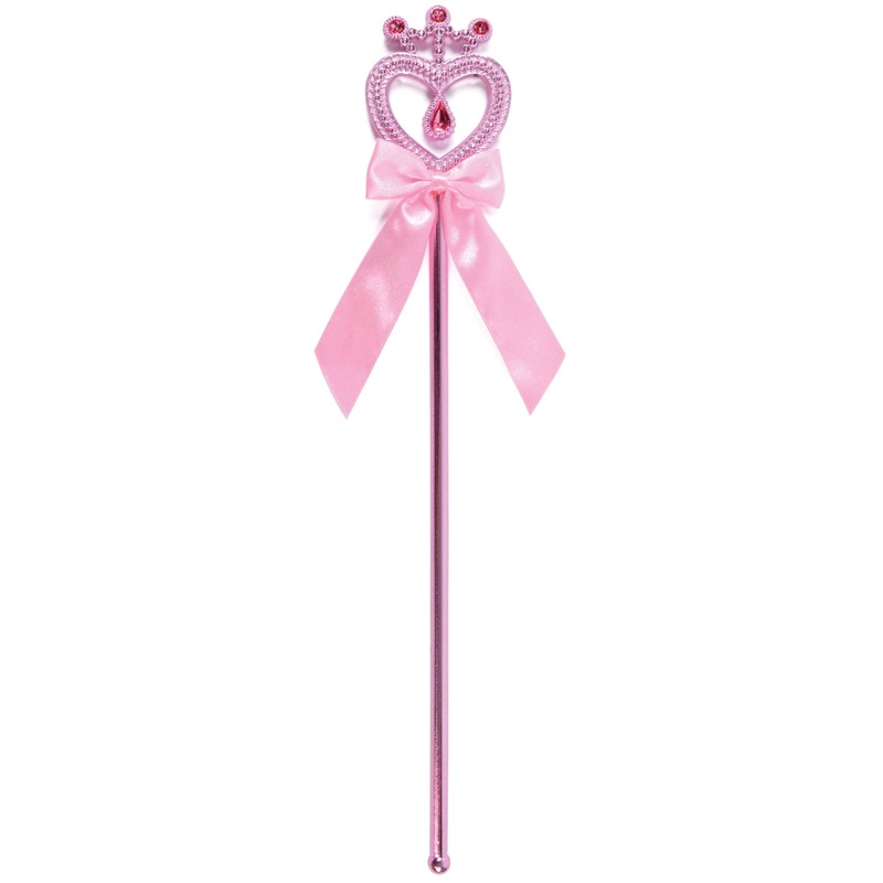 Pink glitter heart stick with bow