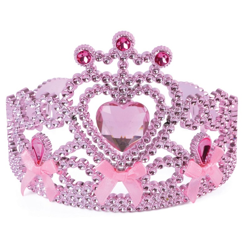 Pink heart glitter crown for children