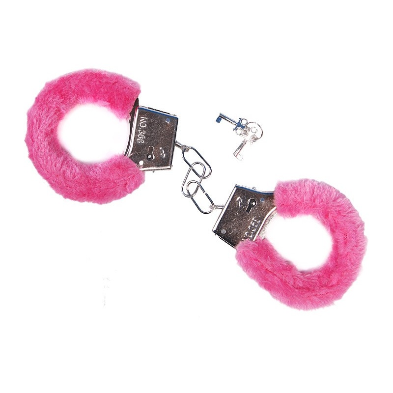Plush handcuffs, fiery pink