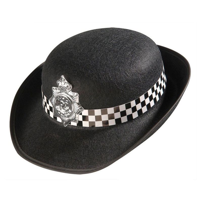 Police officers uniform hat with checkerboard pattern