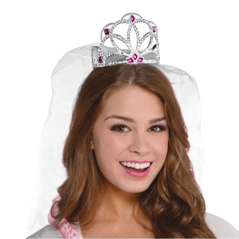 Sparkling tiara with veil bachelorette party
