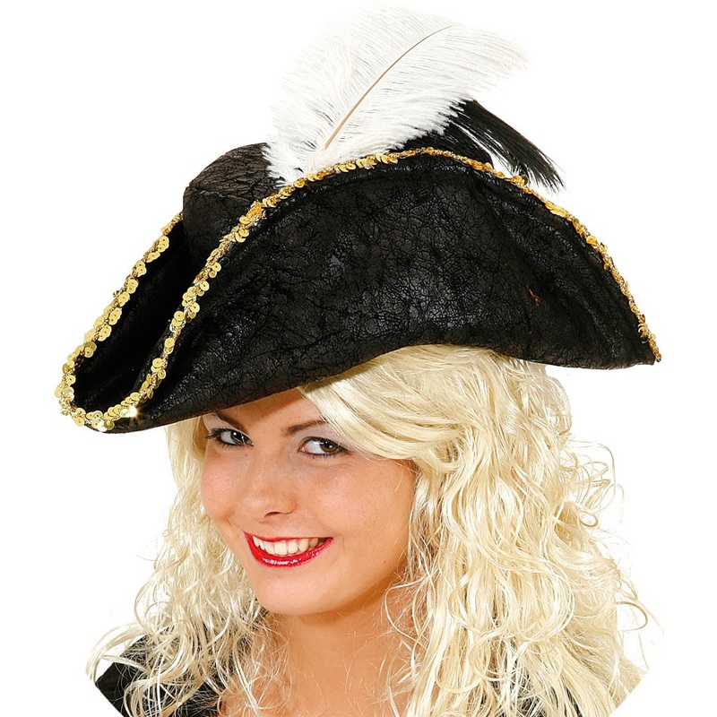 Black and gold tricorn hat for women