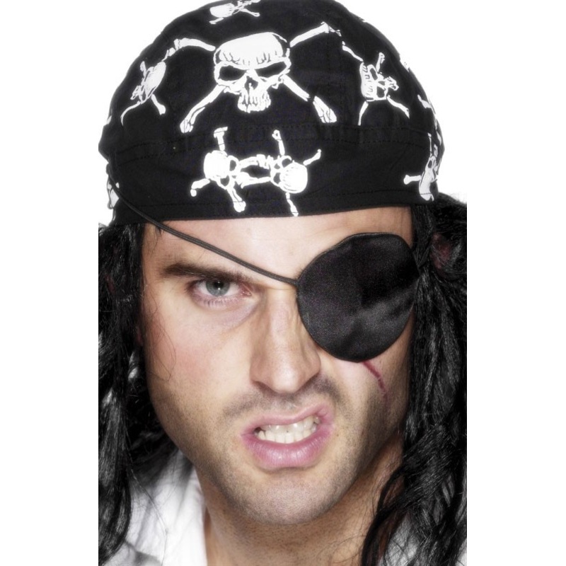 Black satin eye patch for pirate costumes