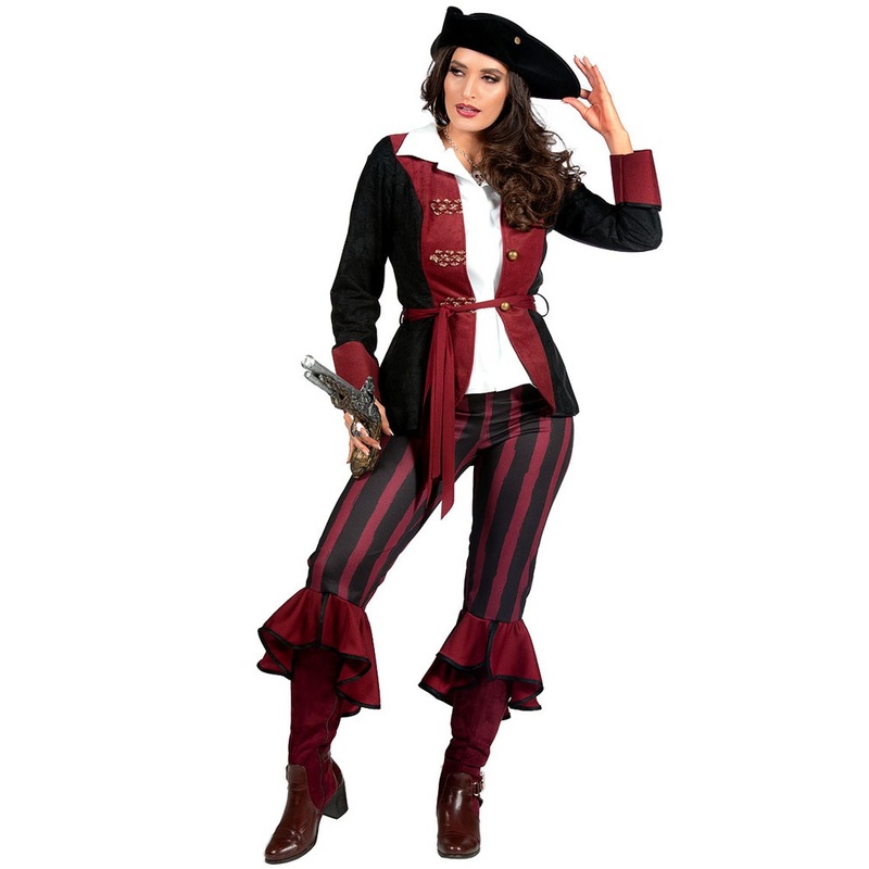Bordeaux red pirate costume for women 36