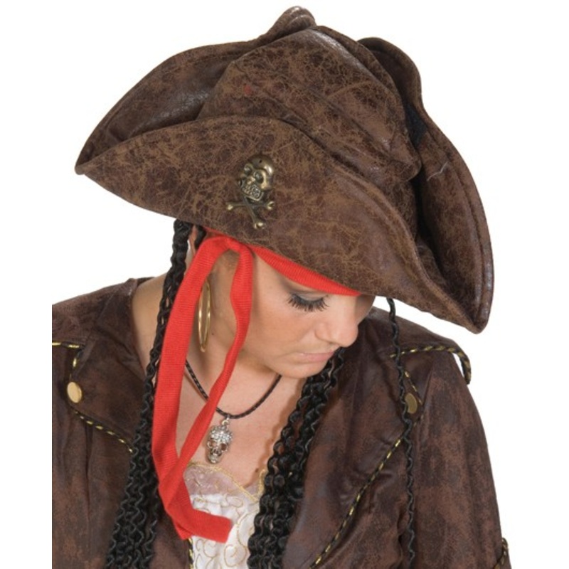 Brown pirate hat with braids