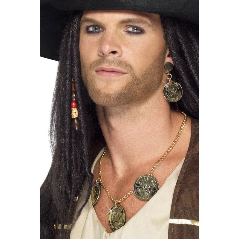 Gold coins pirate jewelry set