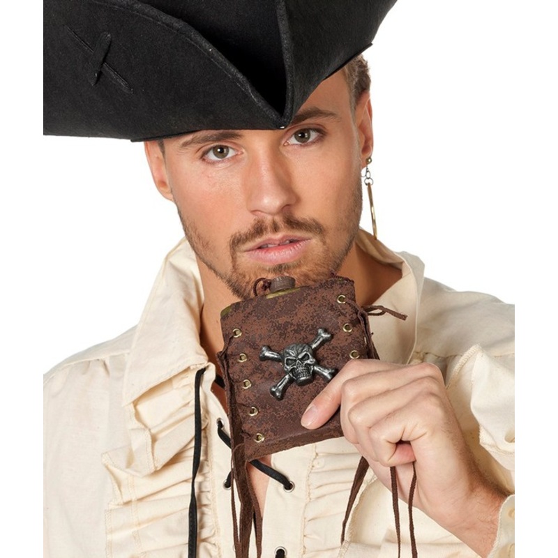 Jally Roger pirate hip flask in leather look