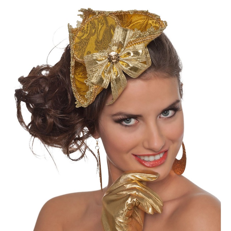 Mini pirate hat with bow gold