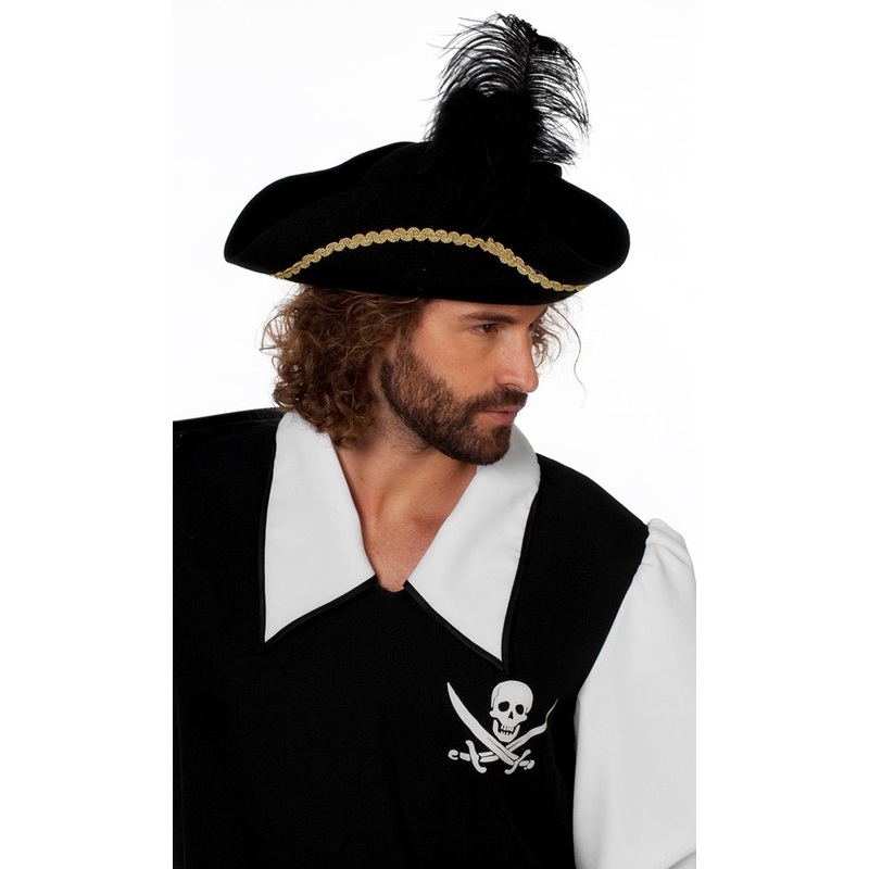 Noble wool felt pirate hat with feather