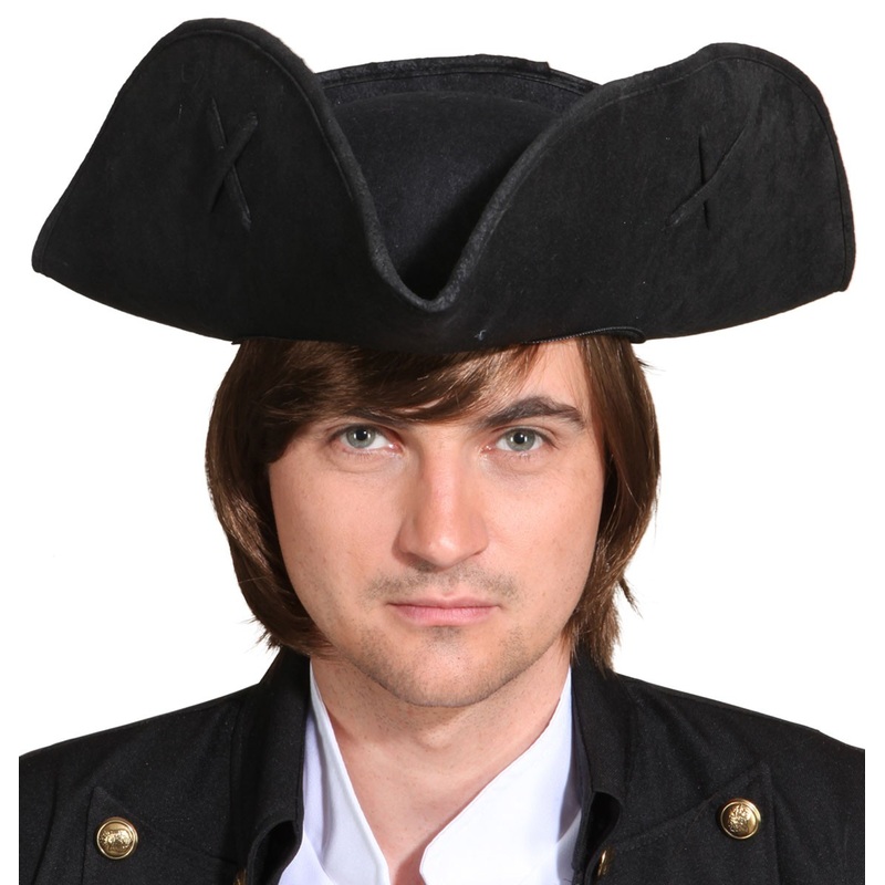 Pirate Admiral Tricorne Hat Black
