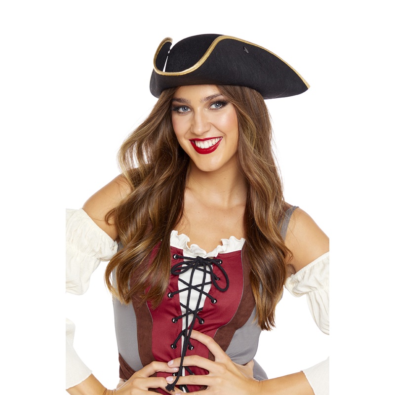 Pirate hat for adults black and gold