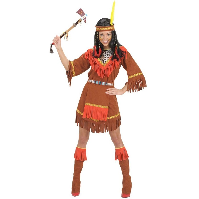 Pocahontas ladies costume with accessories brown S