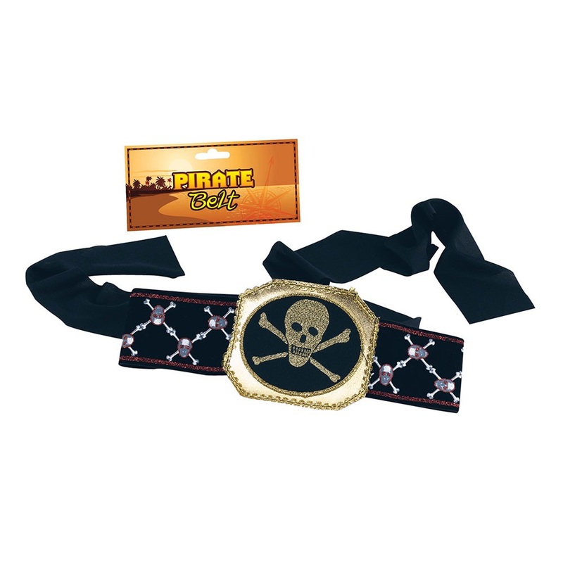 Skull pirate belt black and gold