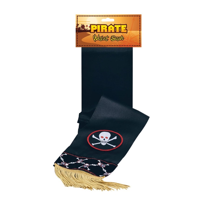 Black pirate sash with gold fringes