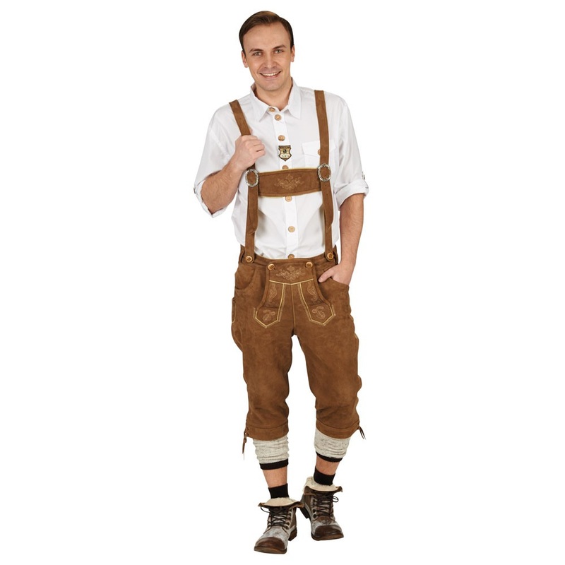 Brown leather knee breeches men 50