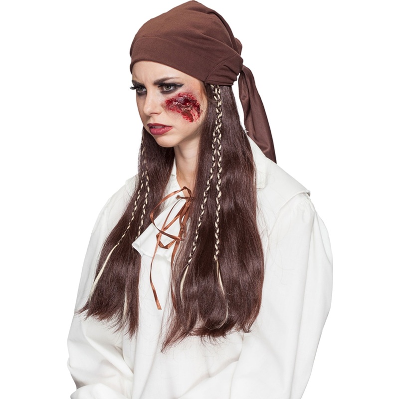 Brown pirate wig