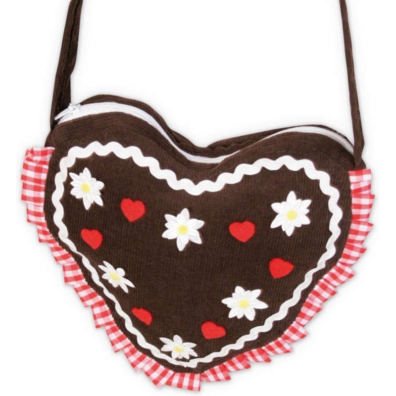 Decorated bag in gingerbread heart shape 20 x 20cm
