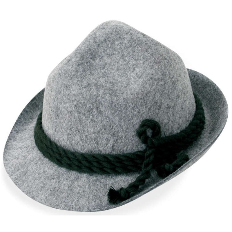 Gray traditional hat with cord
