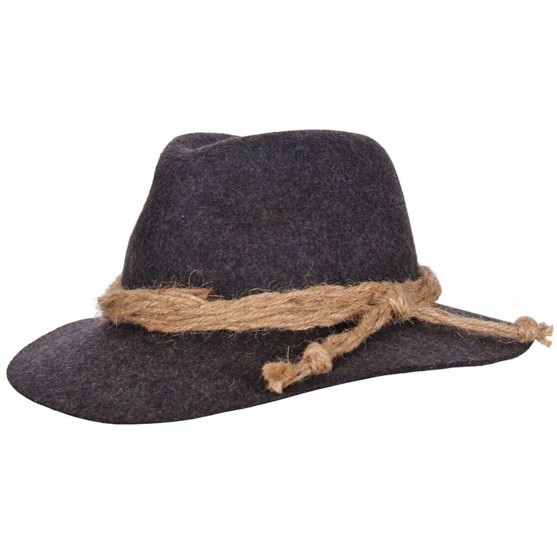 Gray traditional Tyrolean felt hat 57