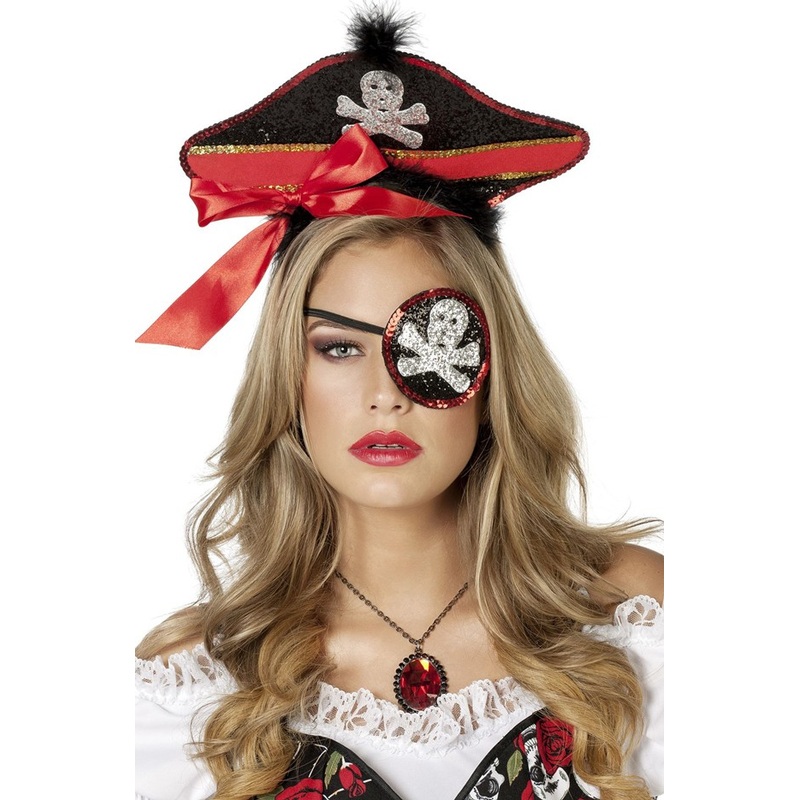 Lady Divina pirate hat headband with glitter eye patch