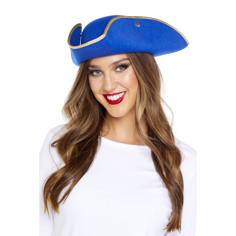 Pirate hat for adults blue-gold