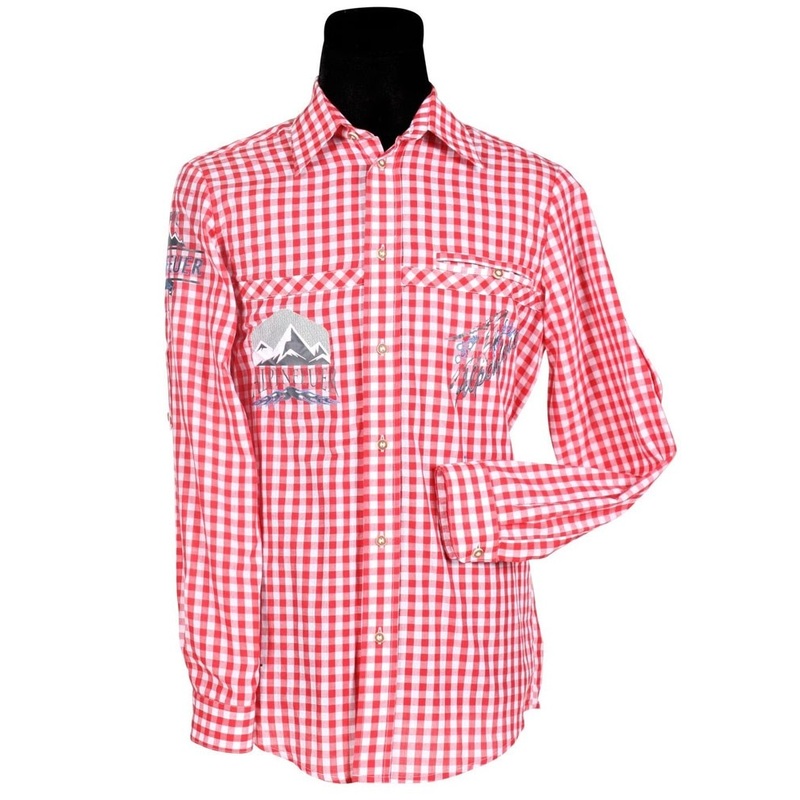 Red Alpenliebe Trachten Shirt Kai XS