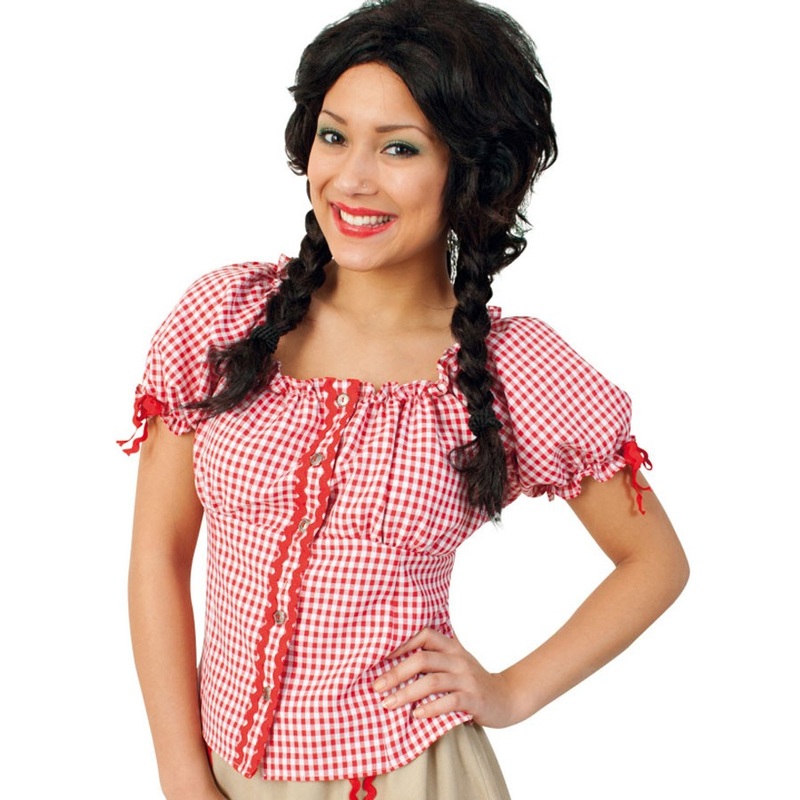 Red and white checkered blouse 36
