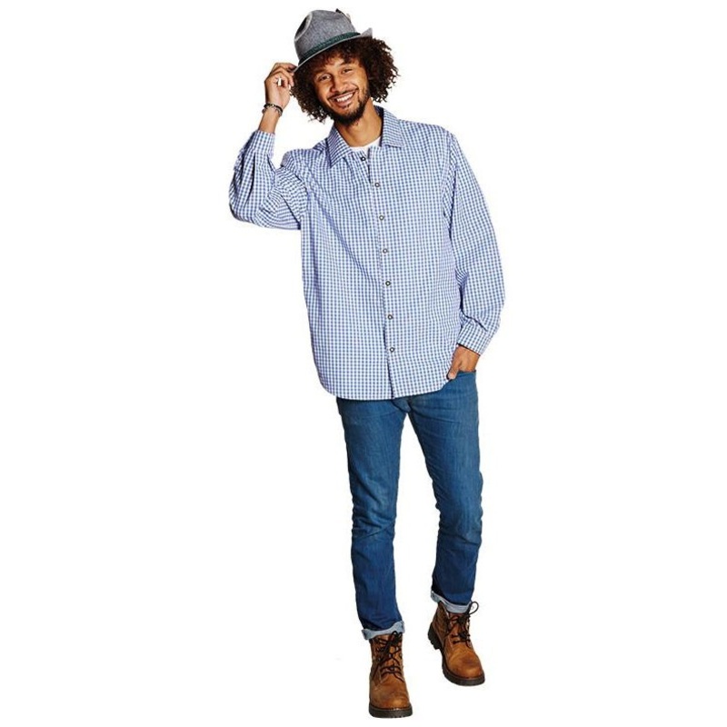 Trachten shirt Sepp in blue men's costume 48