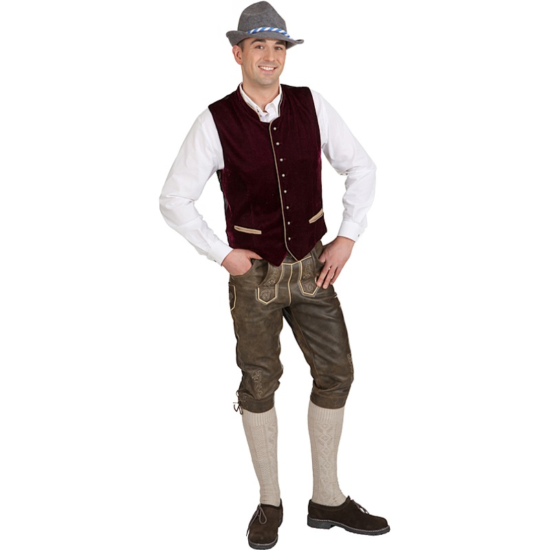 Trachten waistcoat Gustav in purple 48-50