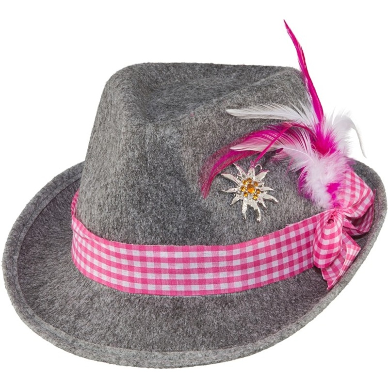 Bavarian traditional hat Antonella in gray-pink