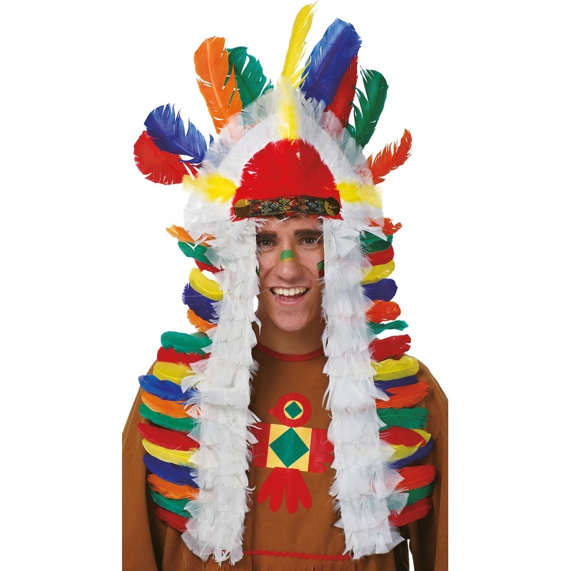 Colorful feather headdress chief