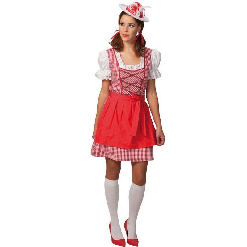 Dirndl Fanny traditional dress in red and white 36