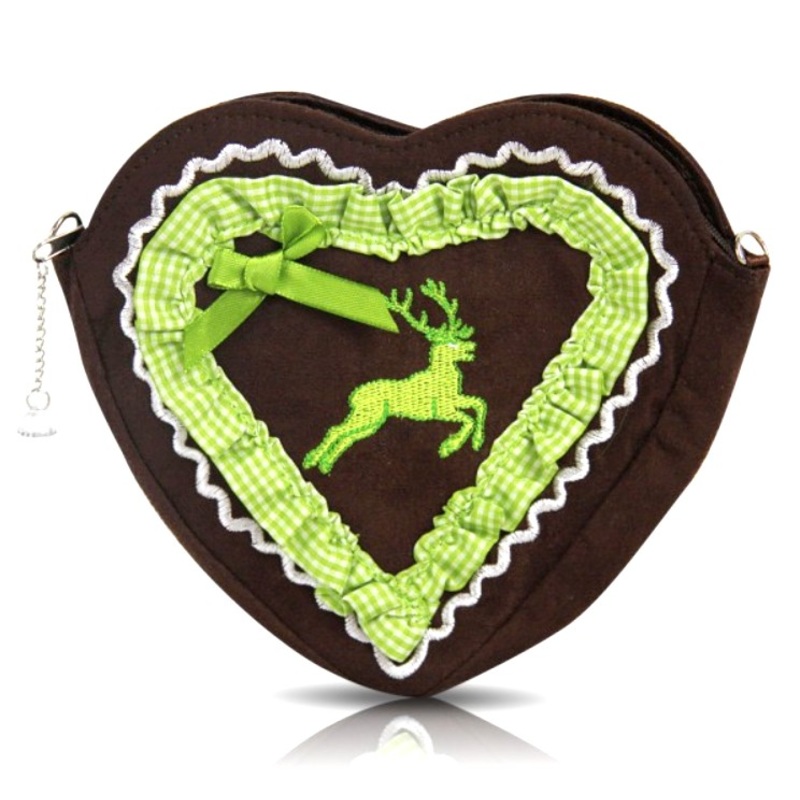 Iconic Bavarian heart bag deer emblem neon green