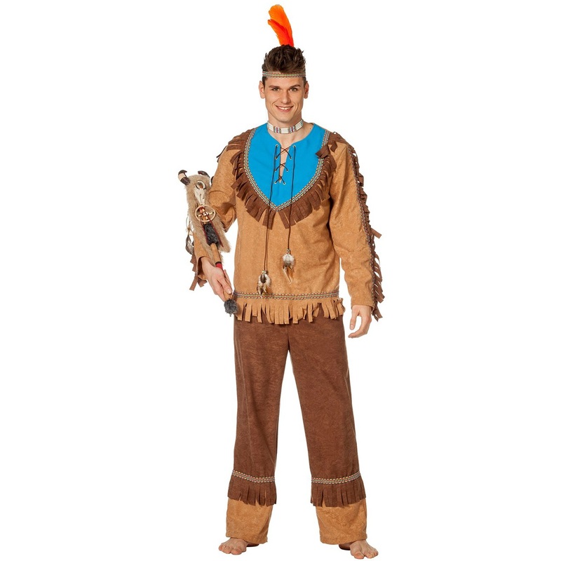 Itza Indian costume with fringes in brown 48