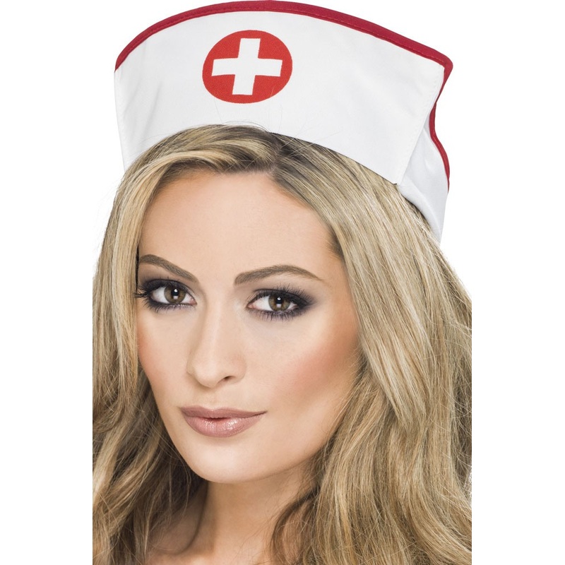 Nurse hood white-red