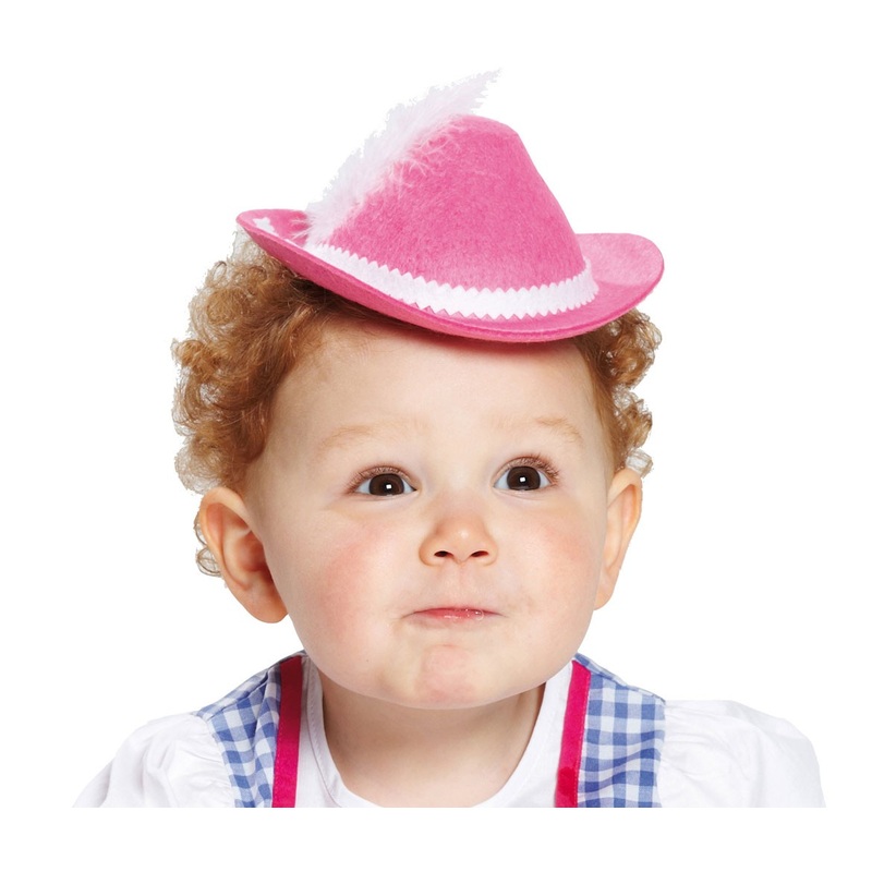 Pink Tyrolean mini hat for children