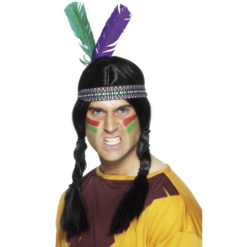 Purple-green headband with headdress