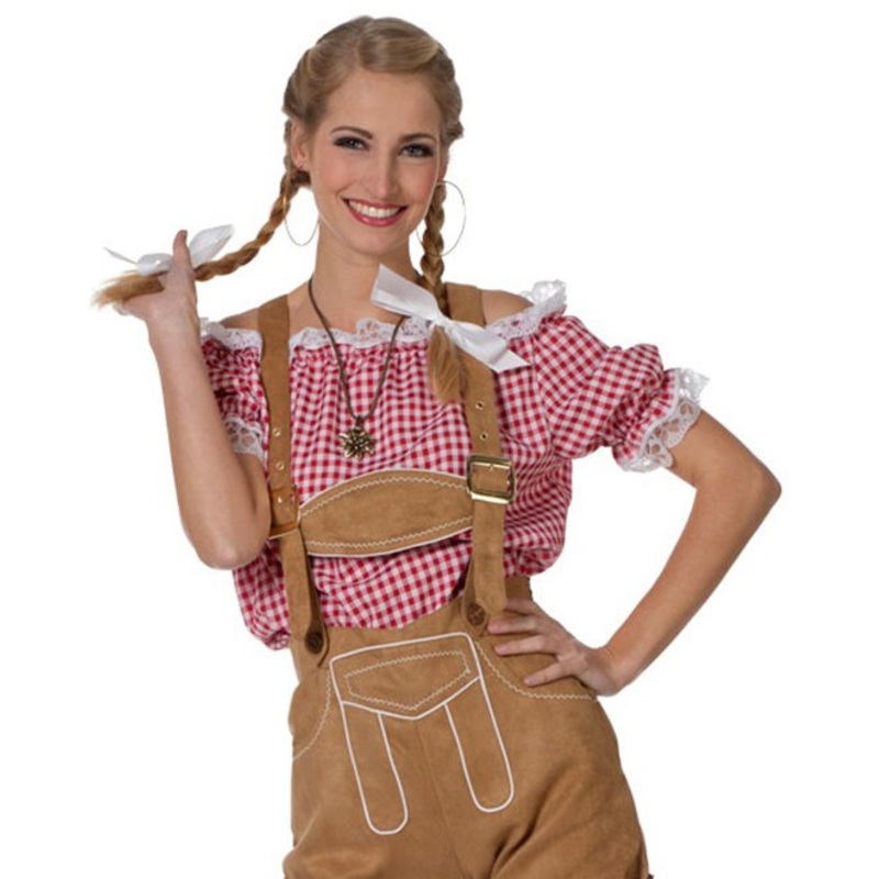 Red and white checked traditional blouse Jenna 36