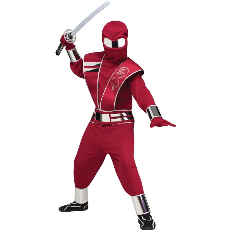Red ninja warrior child costume M