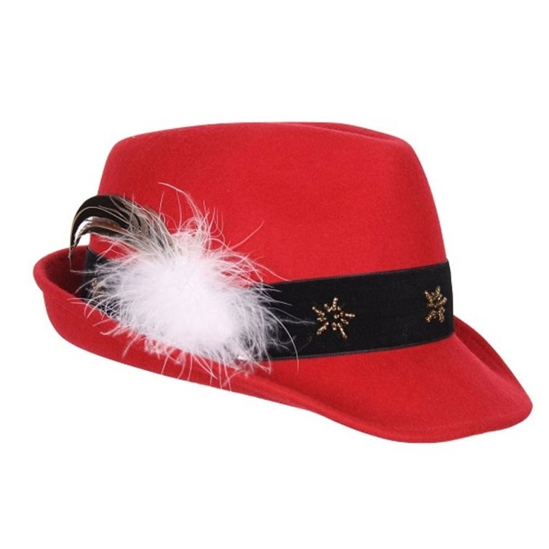 Red traditional feathers hat Ilona