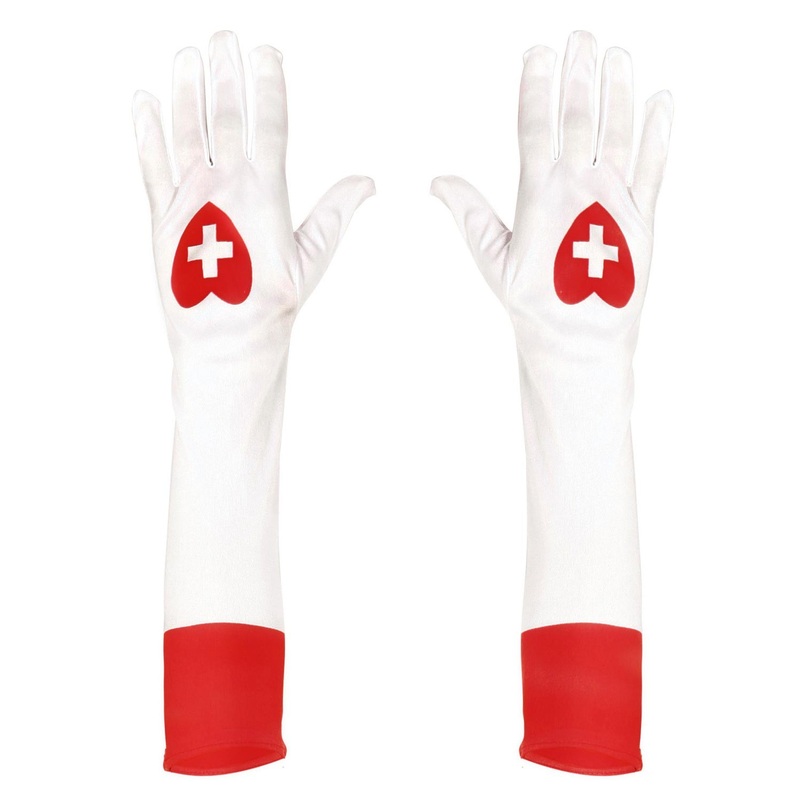 White-red nurse gloves