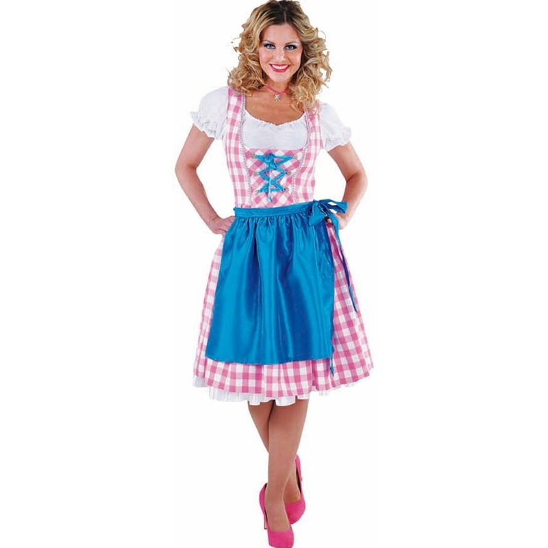 Wilma Dirndl costume in pink and blue XS