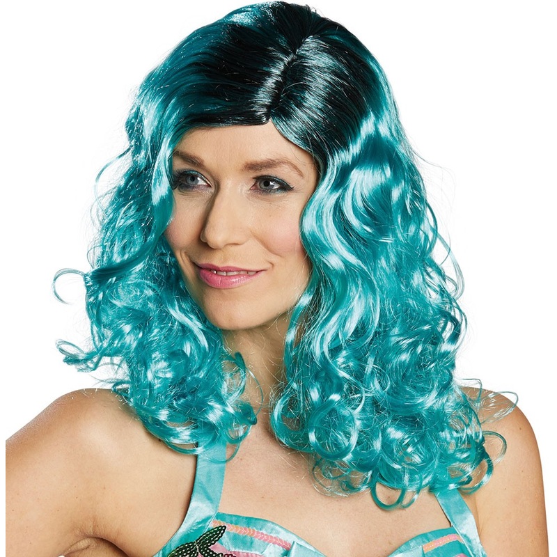 Curly mermaid wig blue