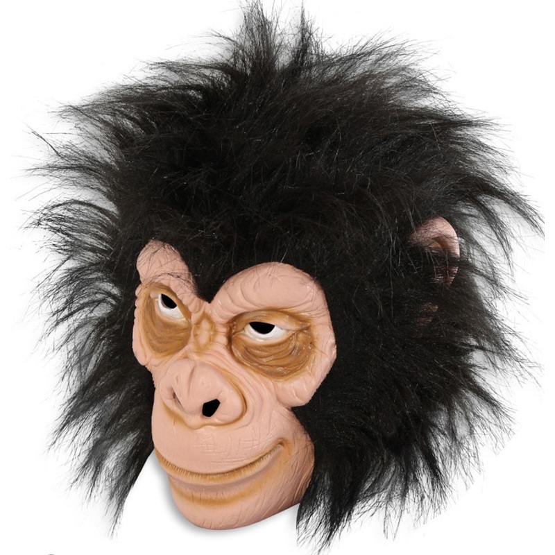 Cute latex monkey mask with hair