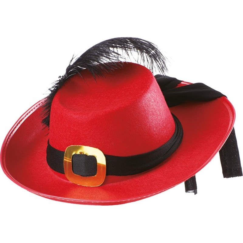 Elegant musketeer hat red
