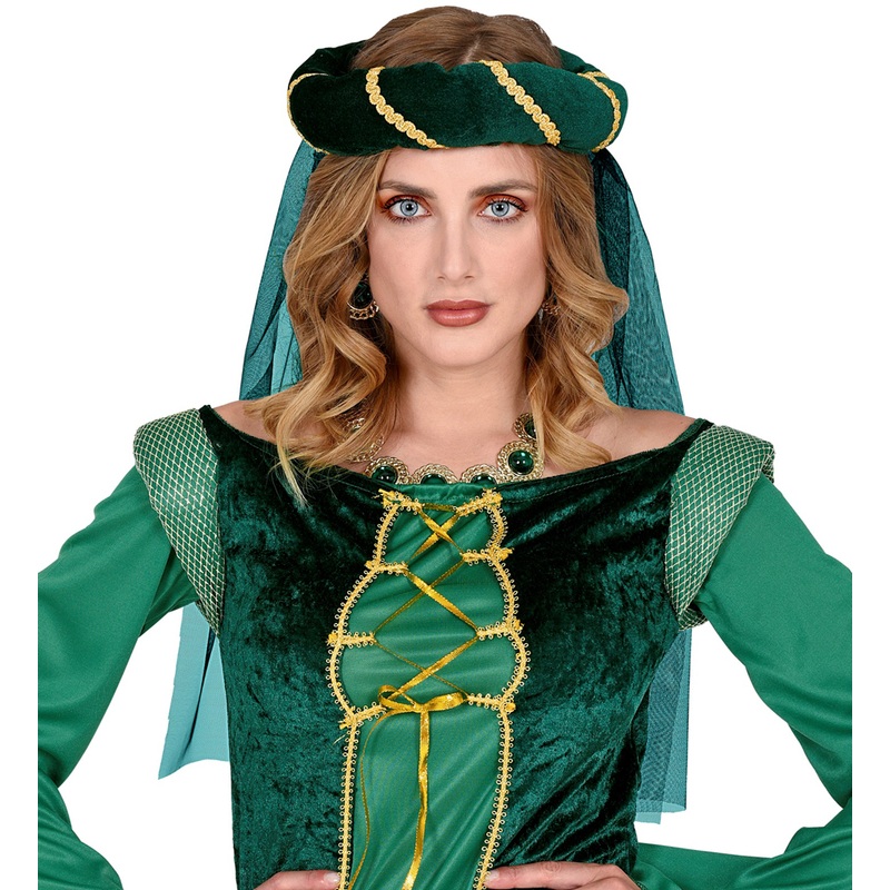 Medieval hair wreath with green veil