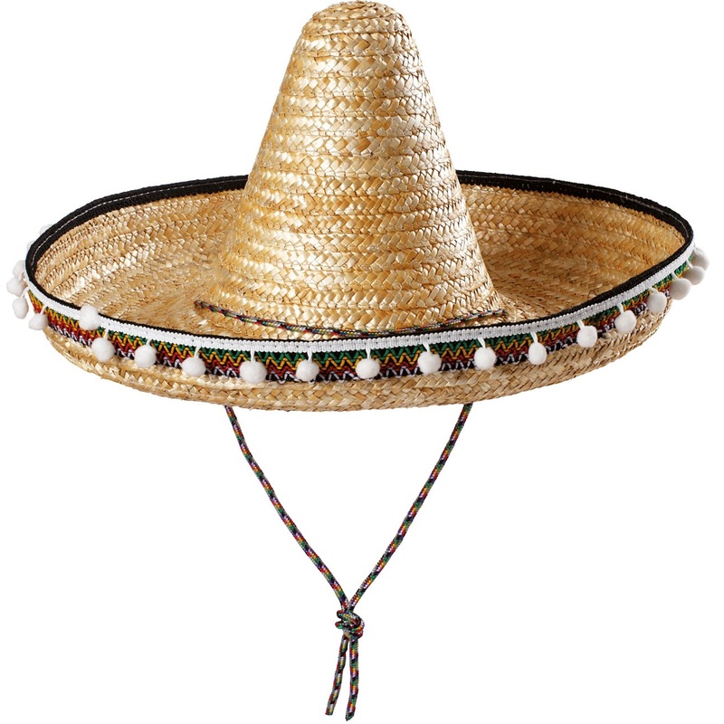 Mexican sombrero with bobble edge