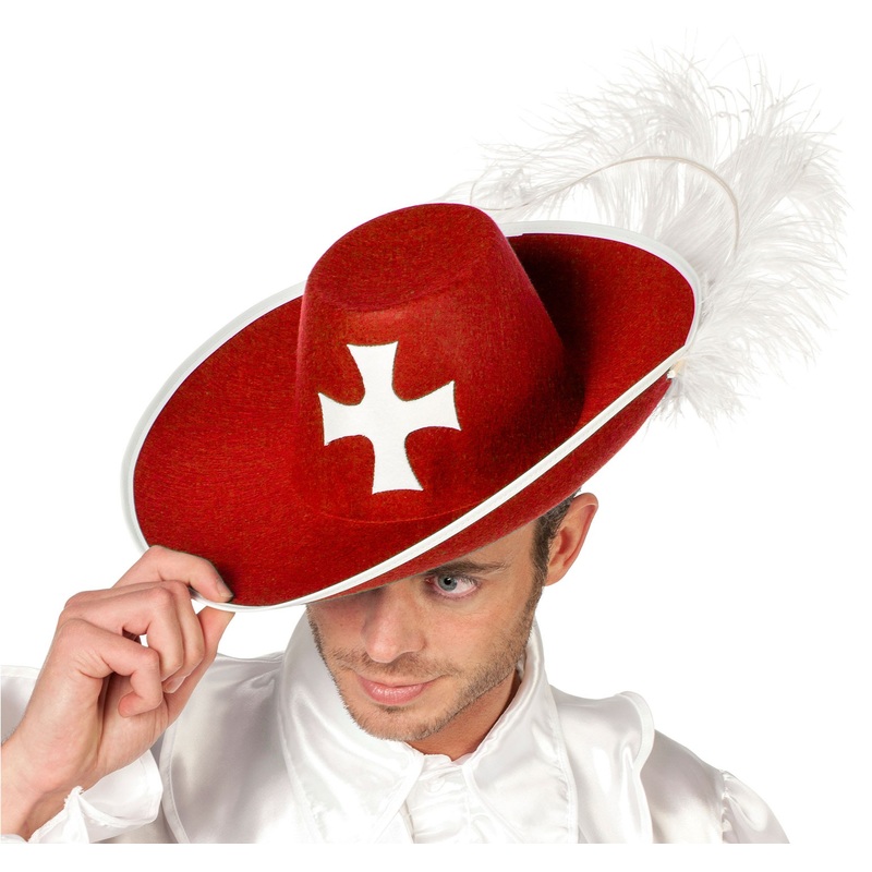 Noble musketeer feather hat red