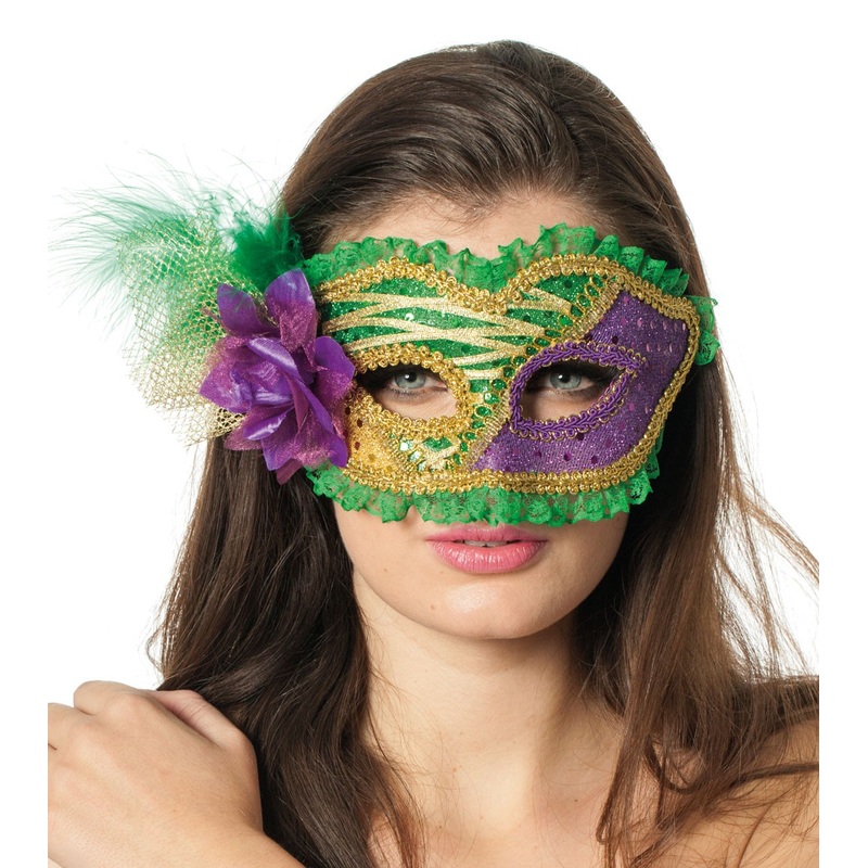 Sequin eye mask green-purple